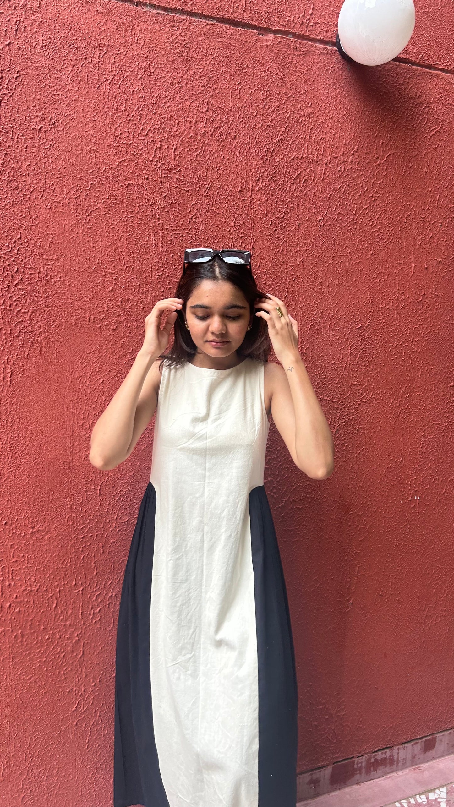 adele dress - off white + black