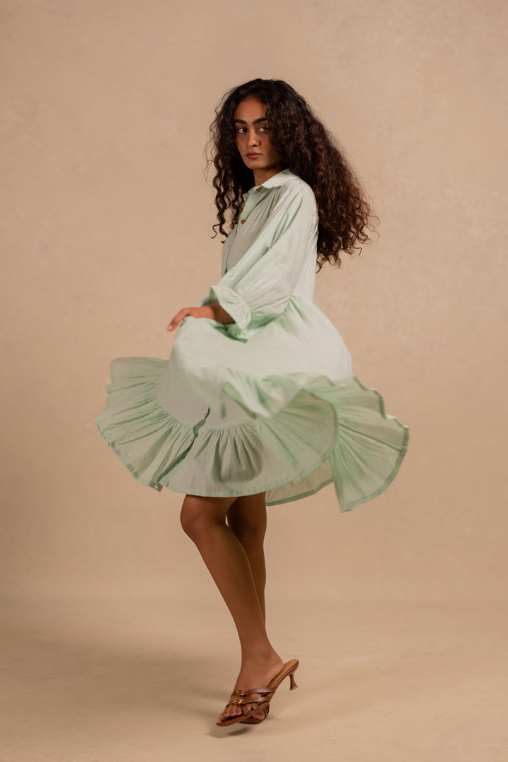 giselle gathered dress - summer green
