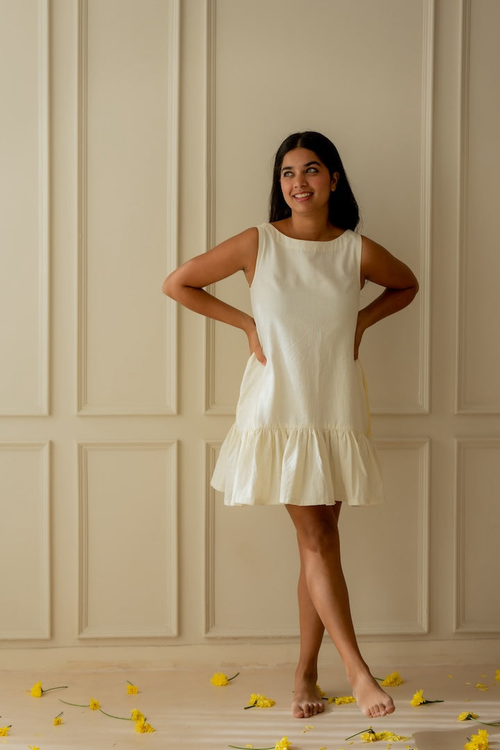 selena dress - off white + sunshine yellow