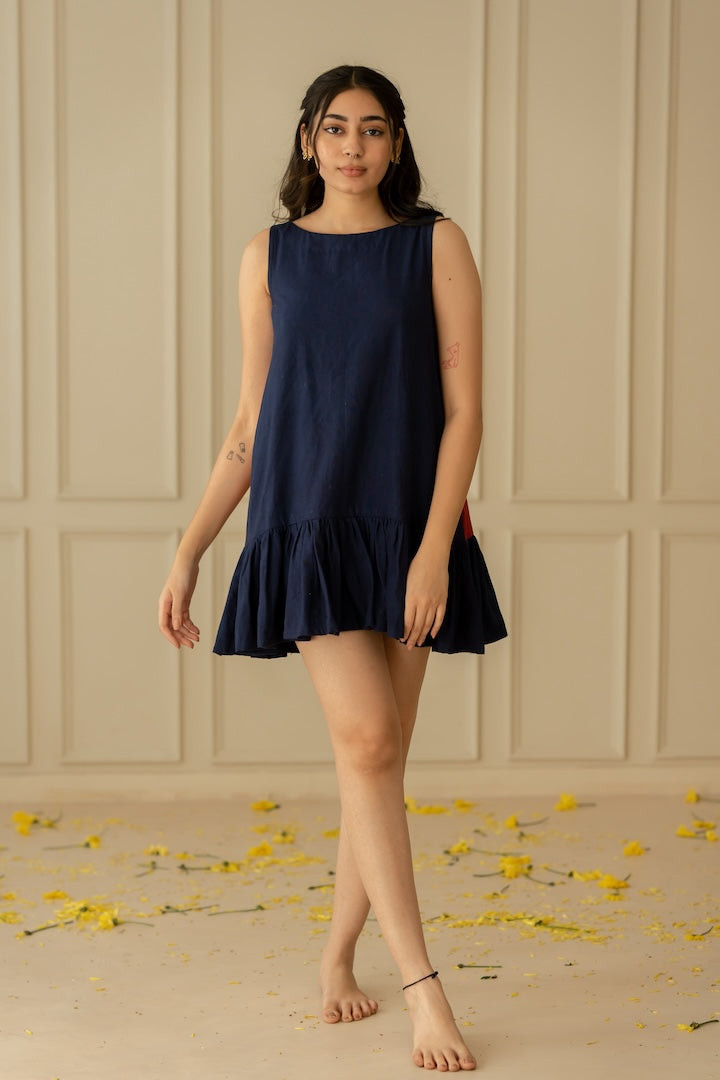 selena dress - navy blue + cherry red
