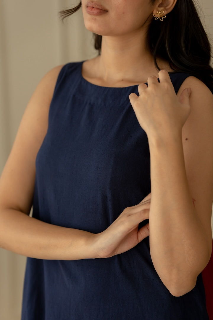 selena dress - navy blue + cherry red