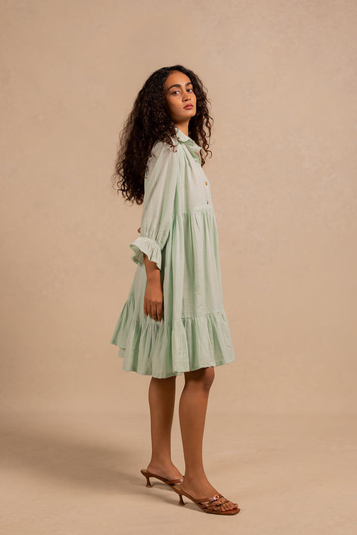 giselle gathered dress - summer green