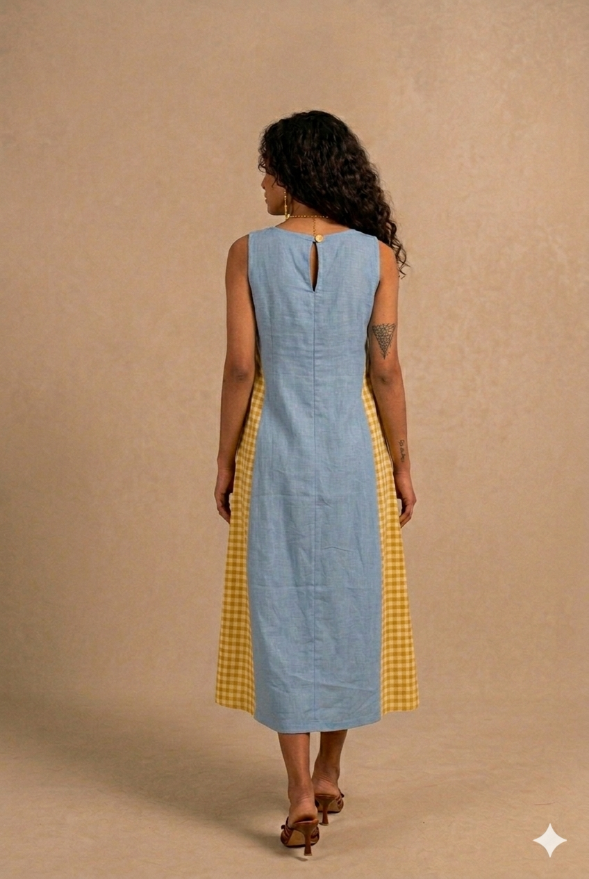 jessica dress - light blue + yellow gingham