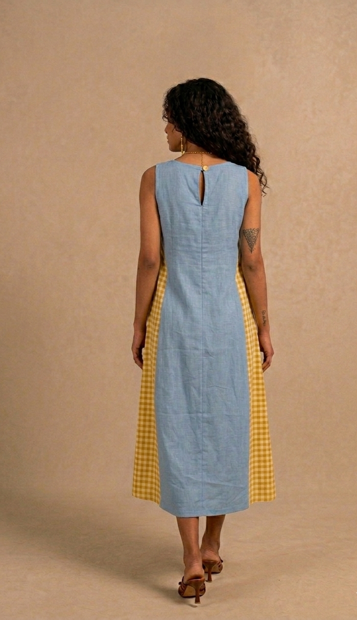 jessica dress - light blue + yellow gingham