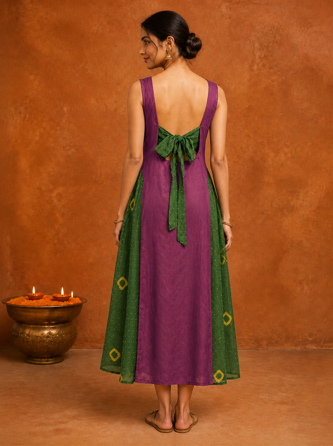 adele dress - plum + green bandhani