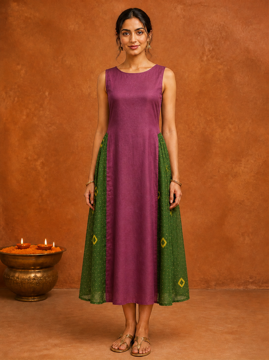 adele dress - plum + green bandhani