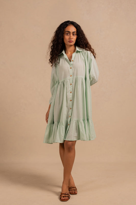 giselle gathered dress - summer green