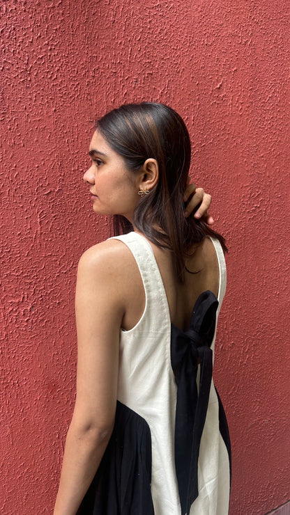 adele dress - off white + black