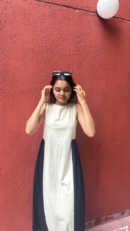 adele dress - off white + black