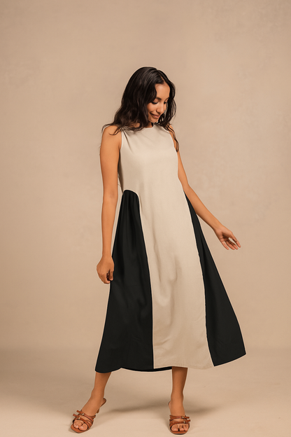 adele dress - off white + black