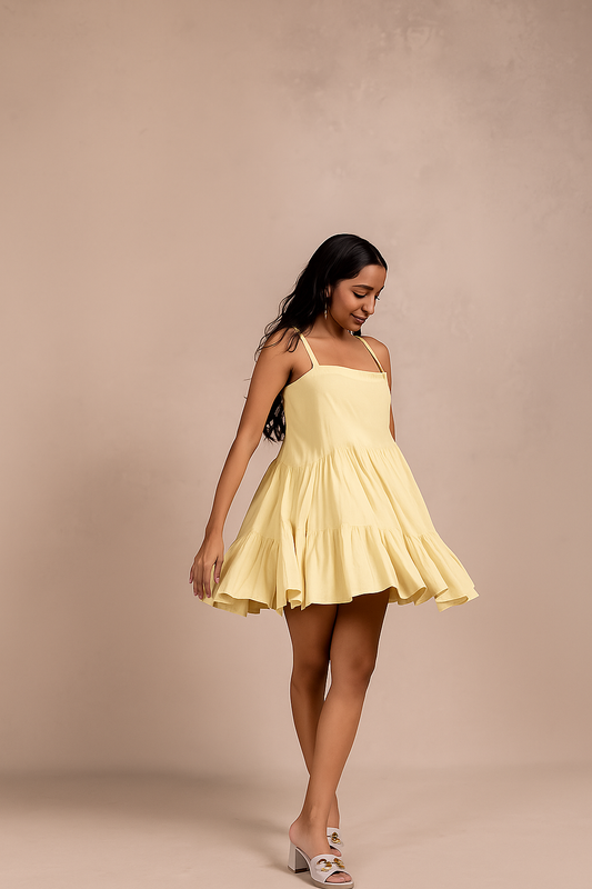 debby tiered dress - sunshine yellow