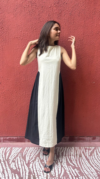 adele dress - off white + black