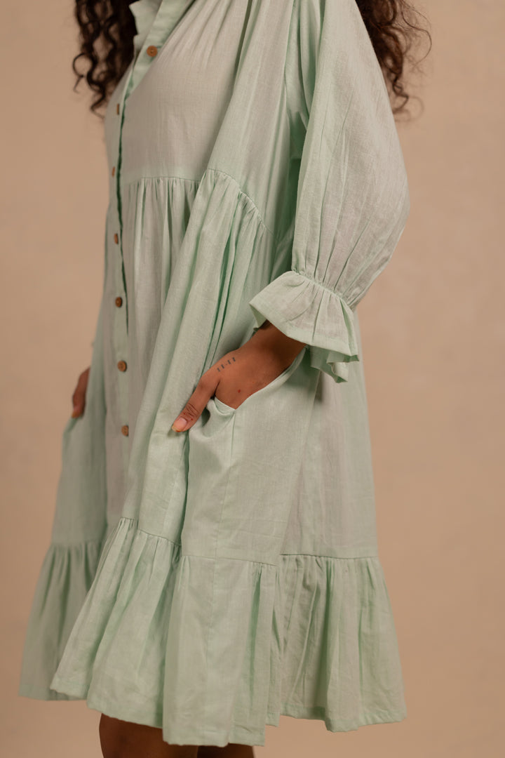 giselle gathered dress - summer green