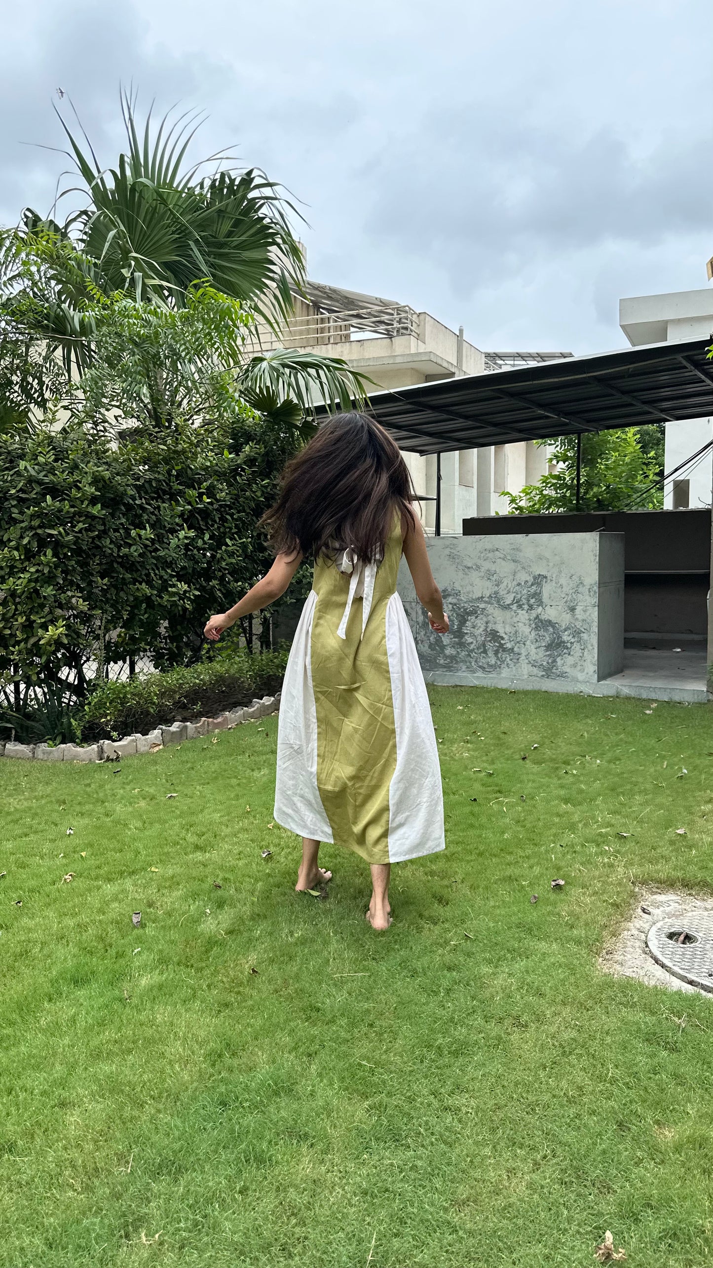 adele dress - matcha green + off white