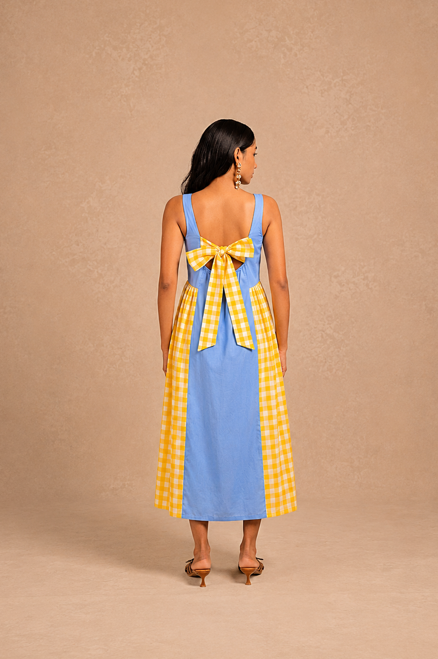 adele dress - light blue + yellow gingham
