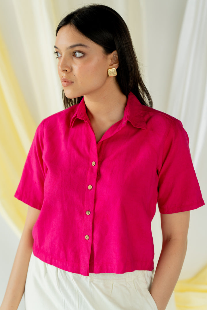 ginny crop shirt - hot pink