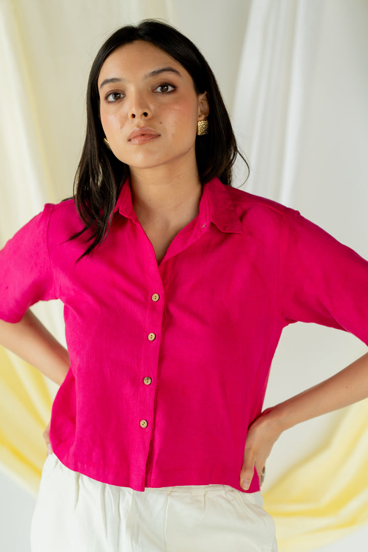 ginny crop shirt - hot pink