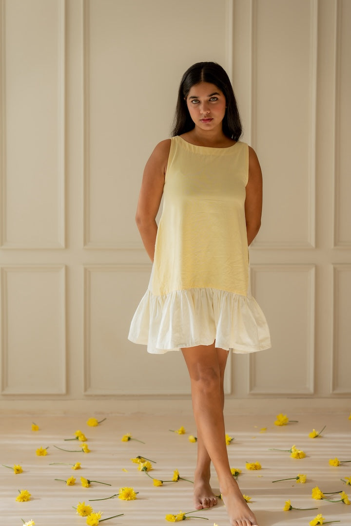 selena dress - off white + sunshine yellow