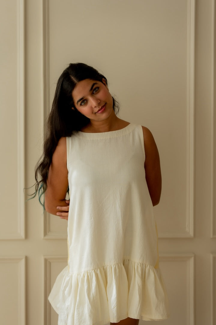 selena dress - off white + sunshine yellow
