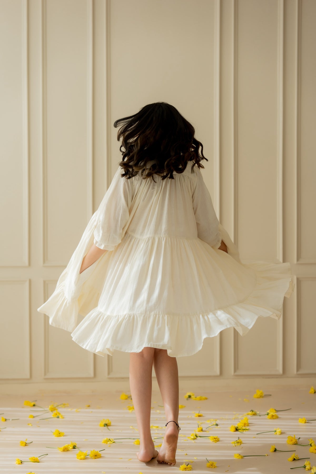 giselle gathered dress - off white