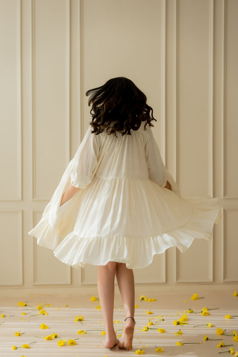 giselle gathered dress - off white