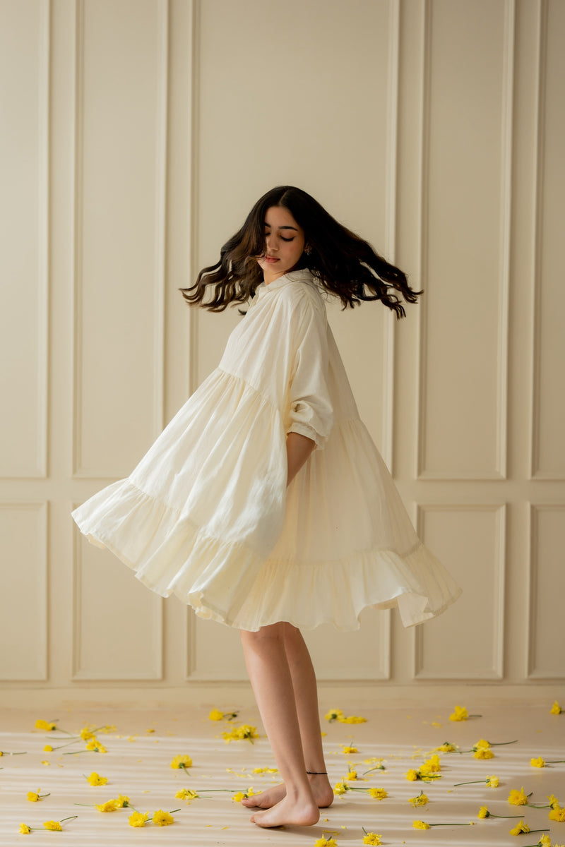 giselle gathered dress - off white