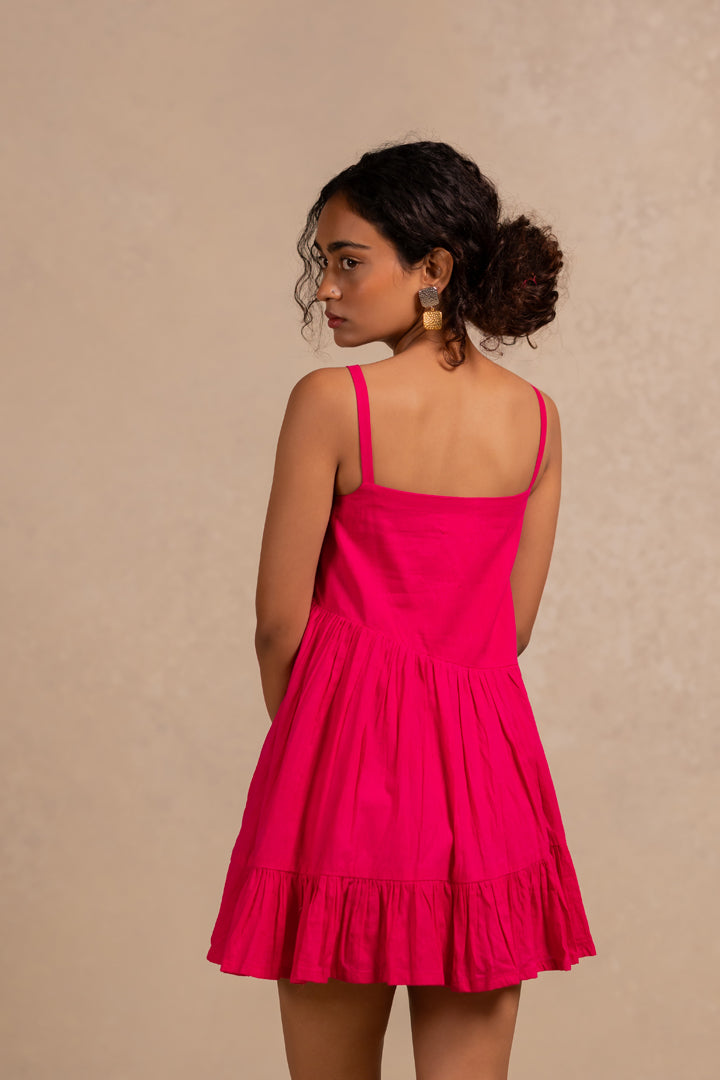 debby tiered dress - hot pink
