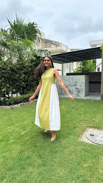 adele dress - matcha green + off white