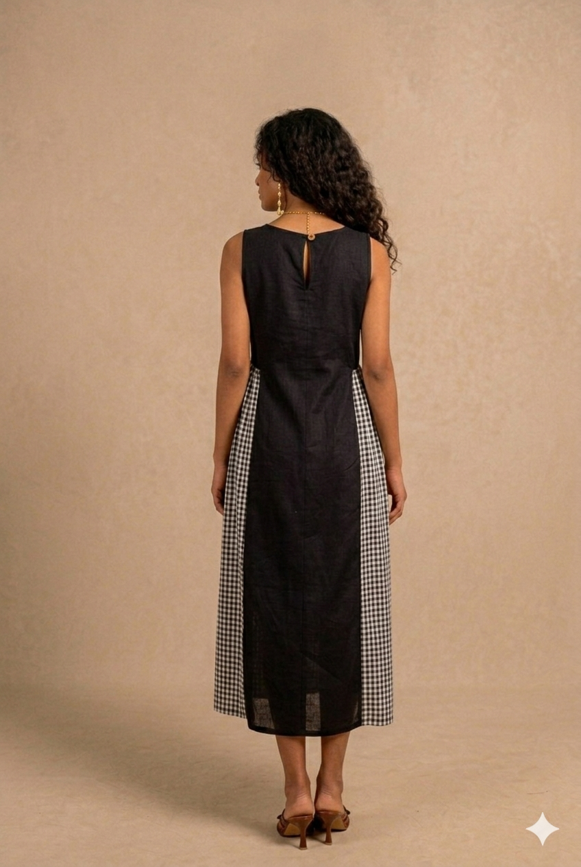 jessica dress  -black + black gingham