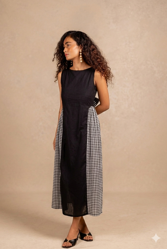 jessica dress  -black + black gingham