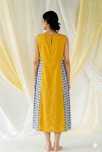 jessica dress  - sunny yellow + blue gingham checks