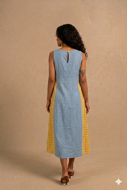 jessica dress  - light blue + yellow gingham