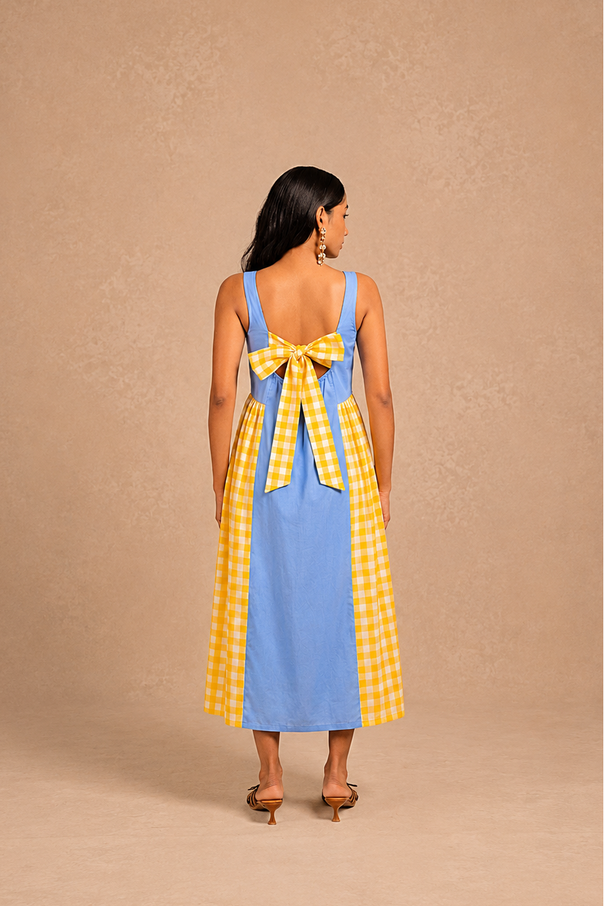 adele dress - light blue + yellow gingham