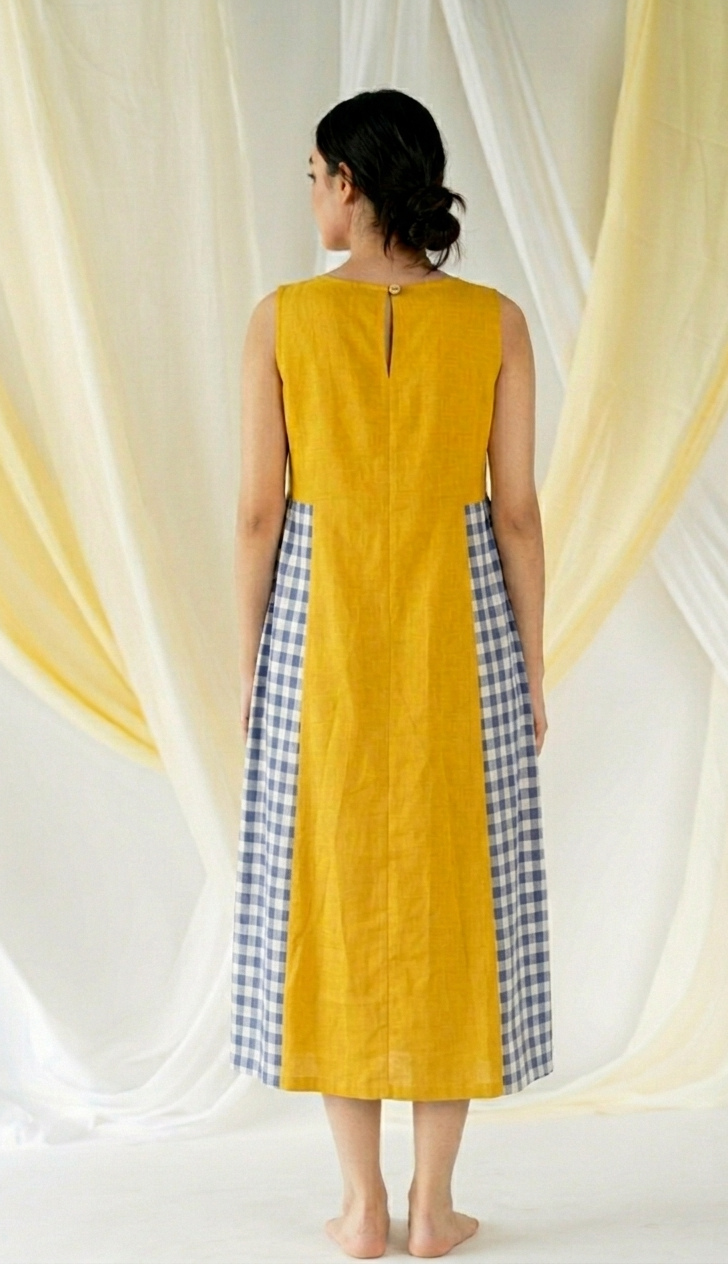 jessica dress  - sunny yellow + blue gingham checks
