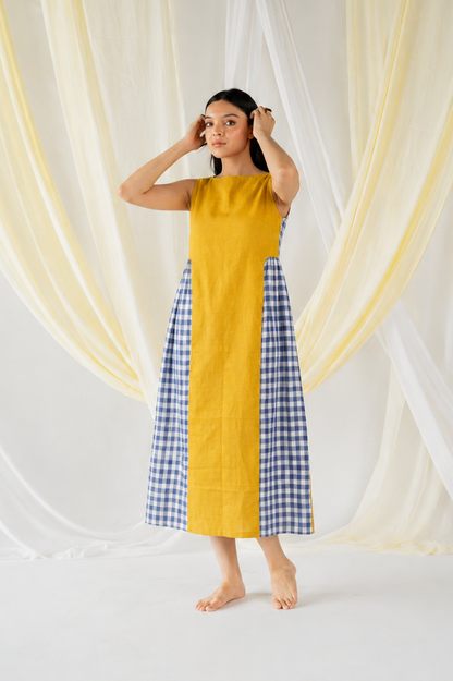 jessica dress  - sunny yellow + blue gingham checks